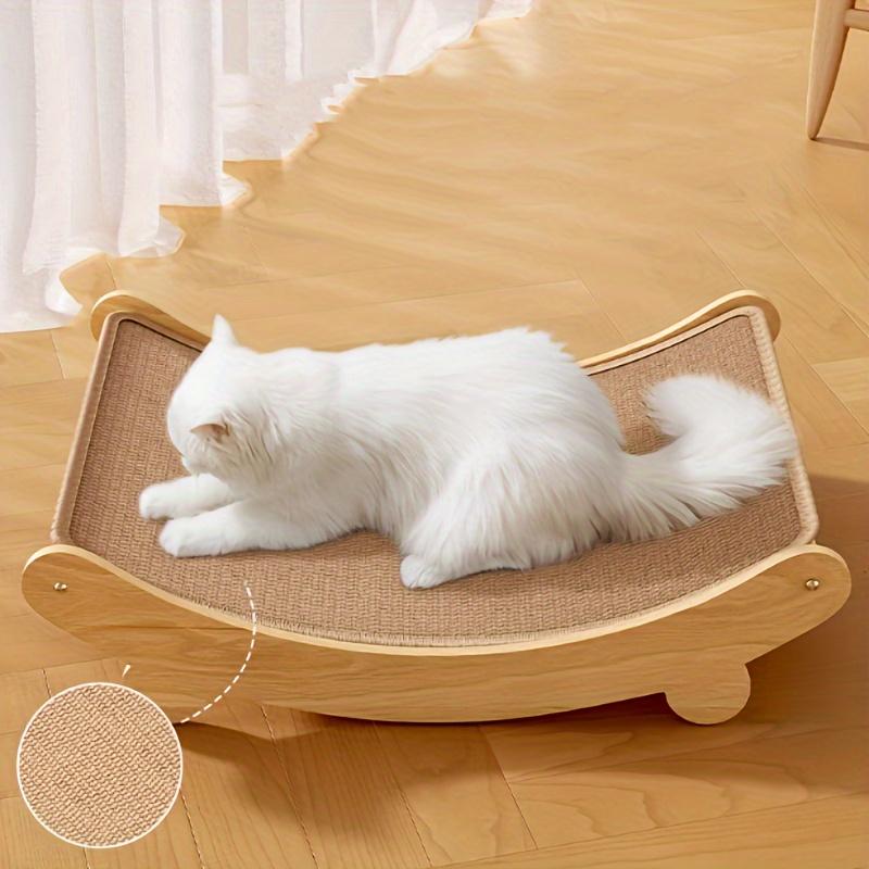 Wooden cat lounge and scratching bed with durable scratch surface