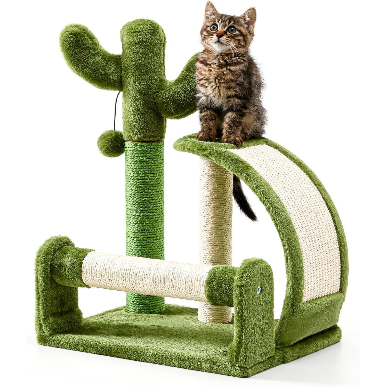 Green Cactus Cat Tree Tower | Cat Scratching Post & Climbing Furniture – Tails and Whiskers Co Green cactus cat tree with scratching posts and climbing platforms – fun and durable cat tower by Tails and Whiskers Co