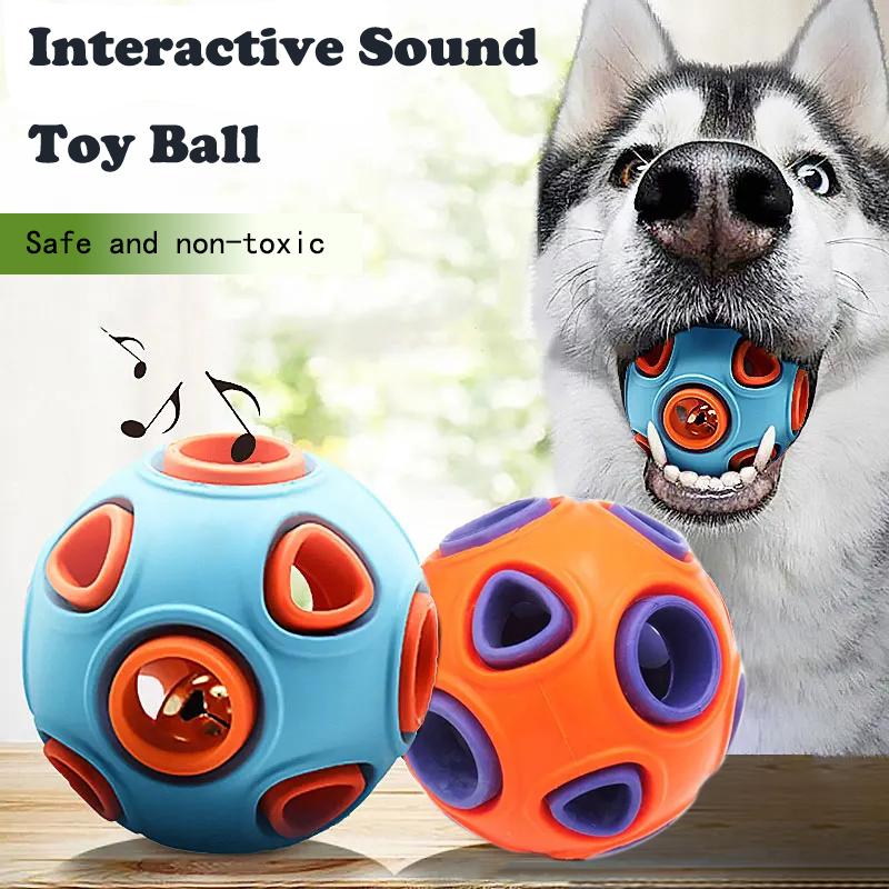 Dog rubber balls with bell interactive chew toys for small dogs and puppies {{brizy_dc_image_alt imageSrc=