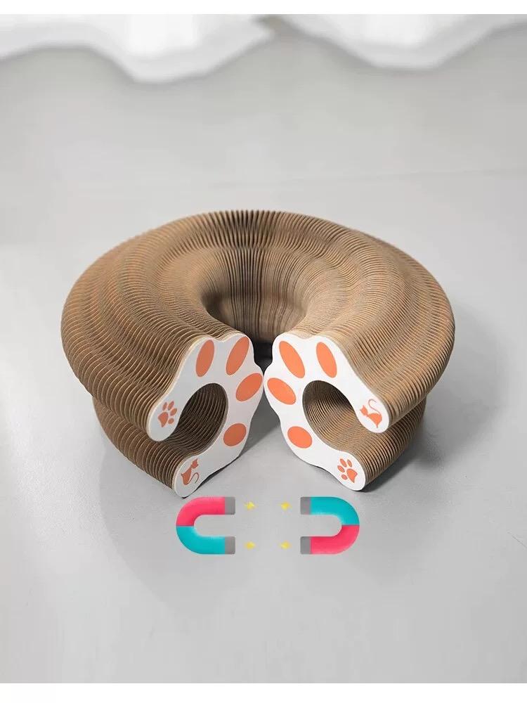 Foldable magic organ cat scratcher made of corrugated cardboard scratch pad for indoor cats and kittens