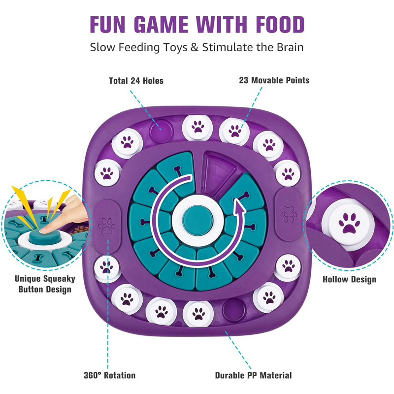 Interactive dog puzzle toy with 24 treat compartments slow feeder enrichment toy for small medium and large dogs