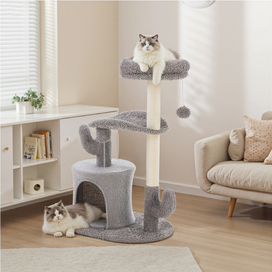tall multi level cat tree for indoor cats near window