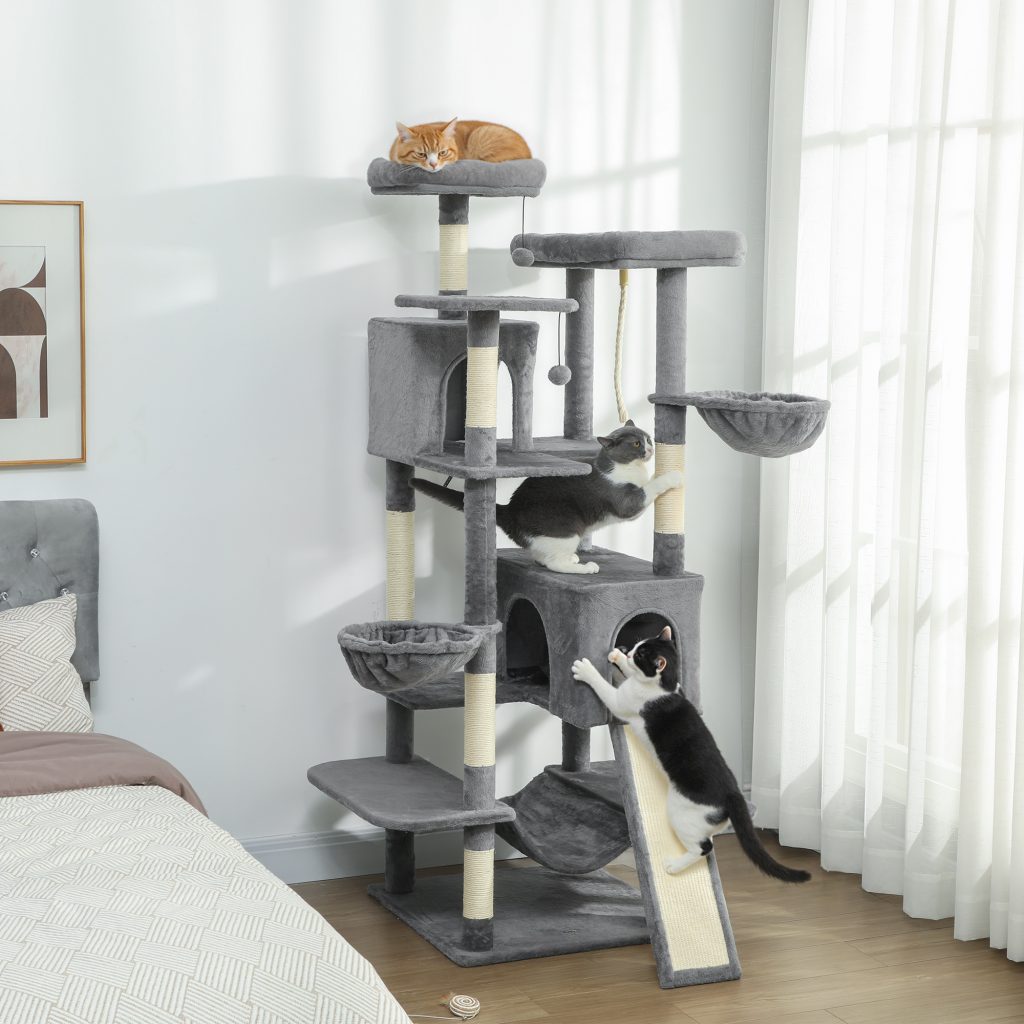 large cat tree for indoor cats 69 inch multi level with condos and hammocks