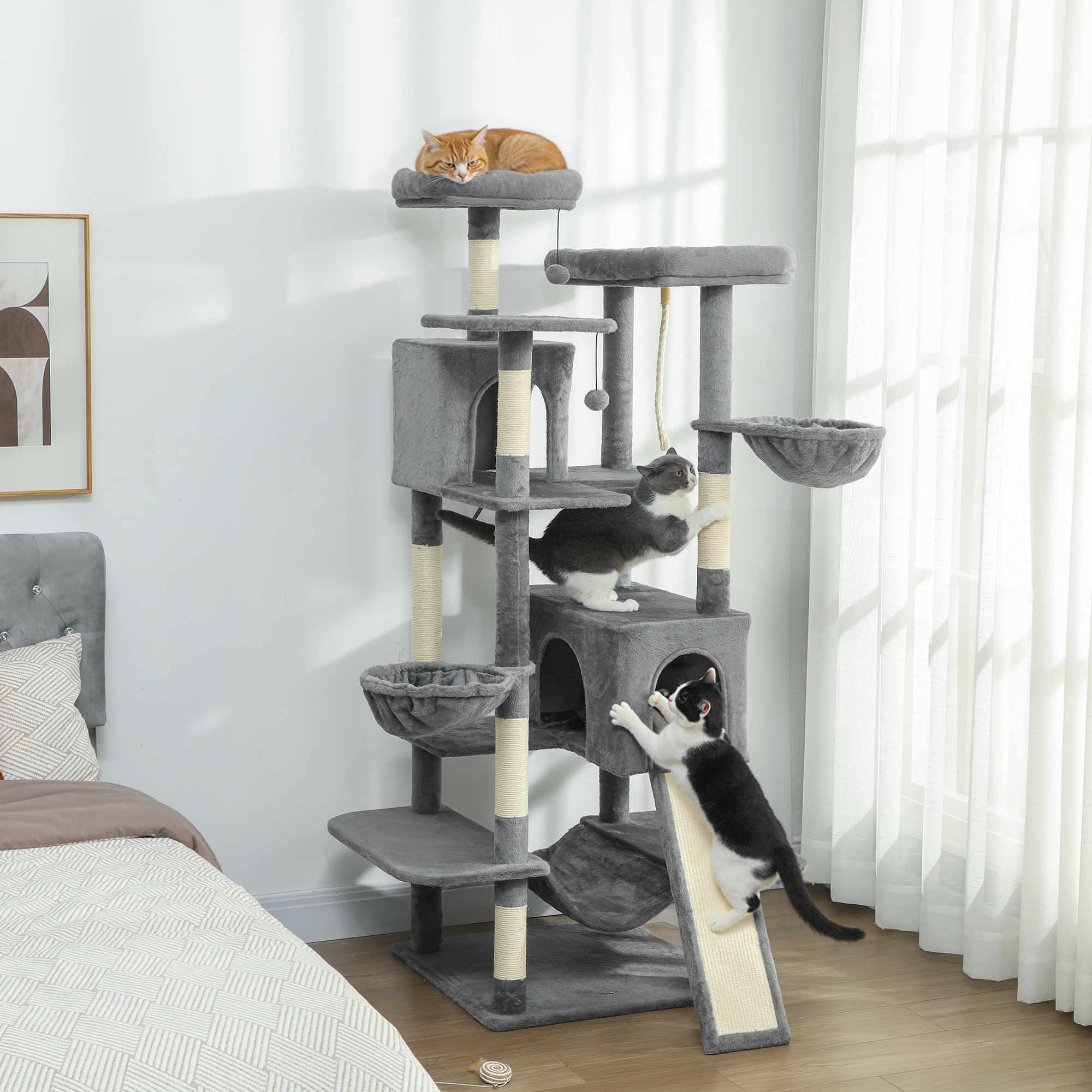 69 inch large cat tree for indoor cats with condos and hammocks large cat tree for indoor cats 69 inch multi level with condos and hammocks