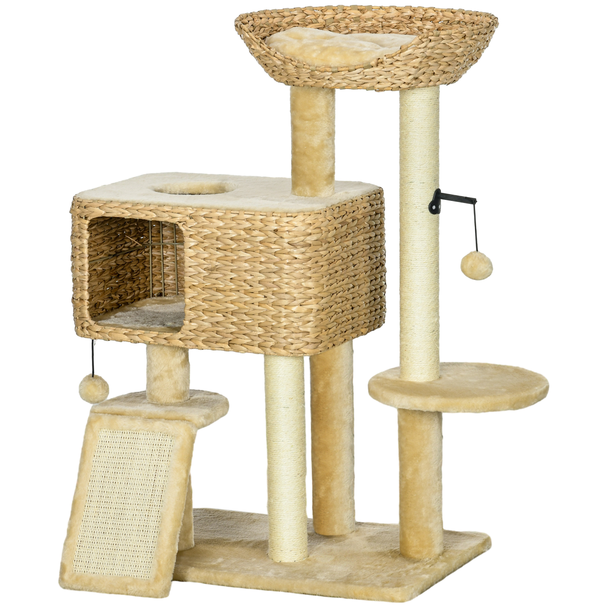small space cat tree for indoor cats with scratching post and perch